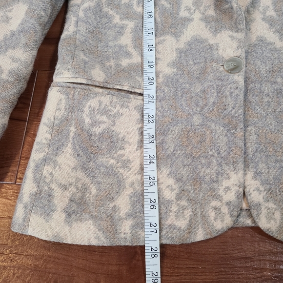VTG 80 90s Gray Tapestry Damask Paisley Wool Single Button Satin Lined Blazer 10 - Picture 16 of 16